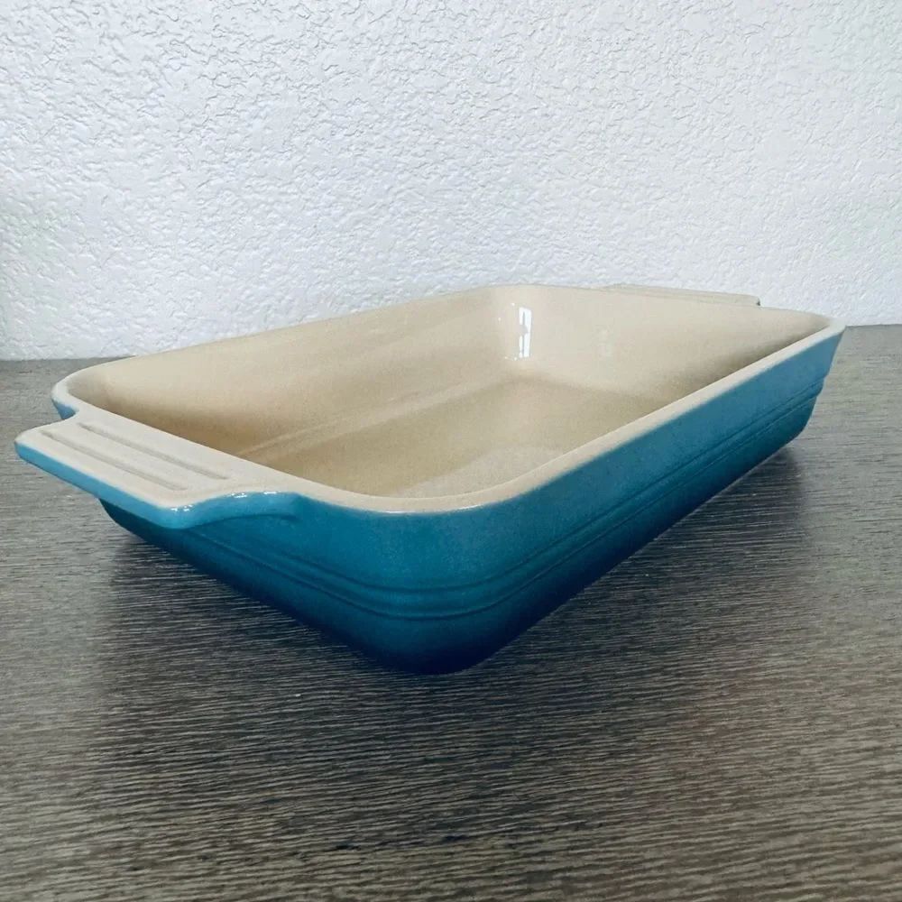 LeCreuset Marine Blue Ombré Ceramic Casserole Rectangular Baking Dish